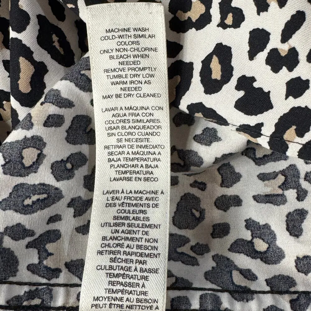 Chico’s SZ 1 (Medium) Top Leopard Zebra Print Button-Up 3/4 Sleeves Hi-Low Hem - Image 10