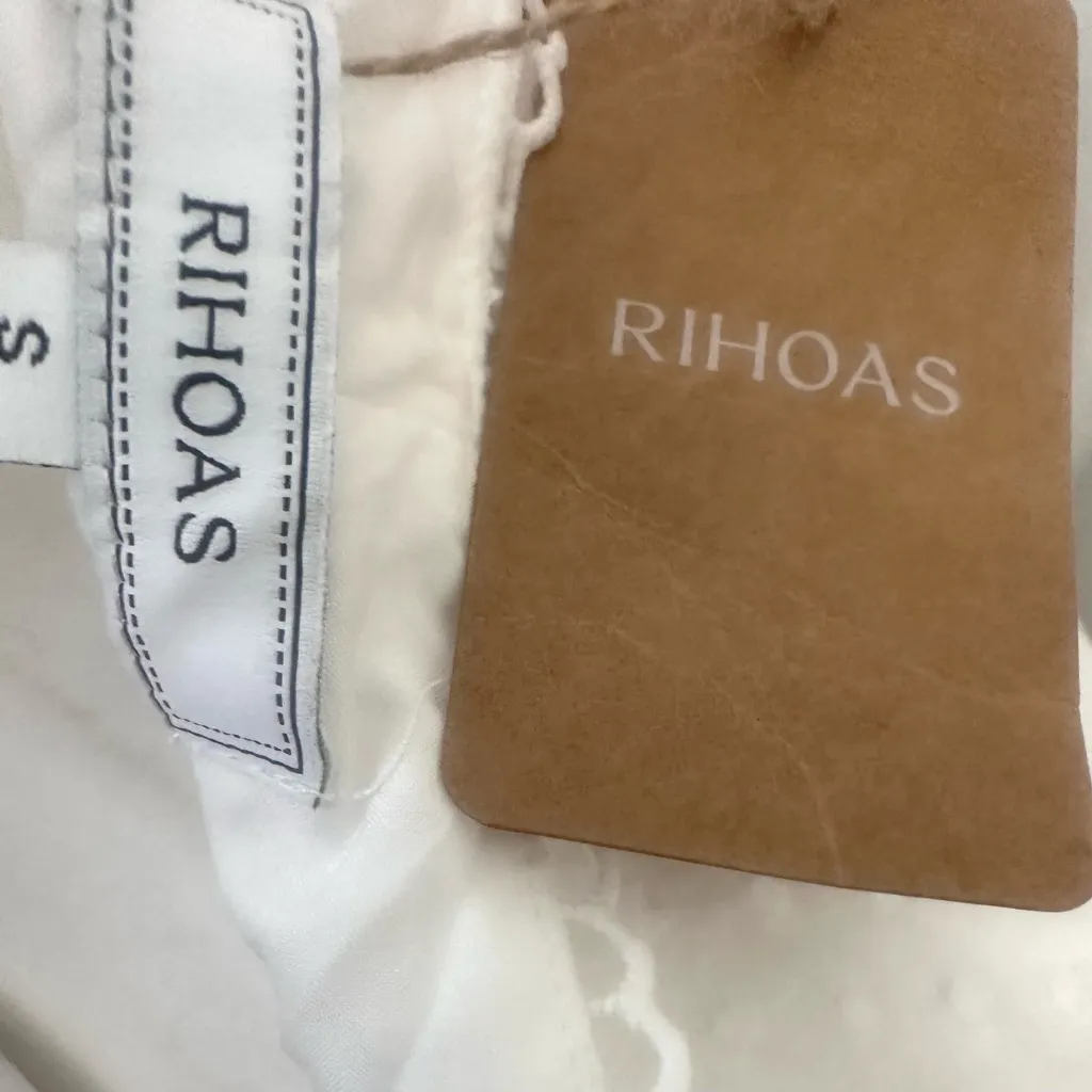 NWT Rihoas White Swiss Dot Tiered Midi Dress Small Cotton Cottagecore Coquette - Image 6