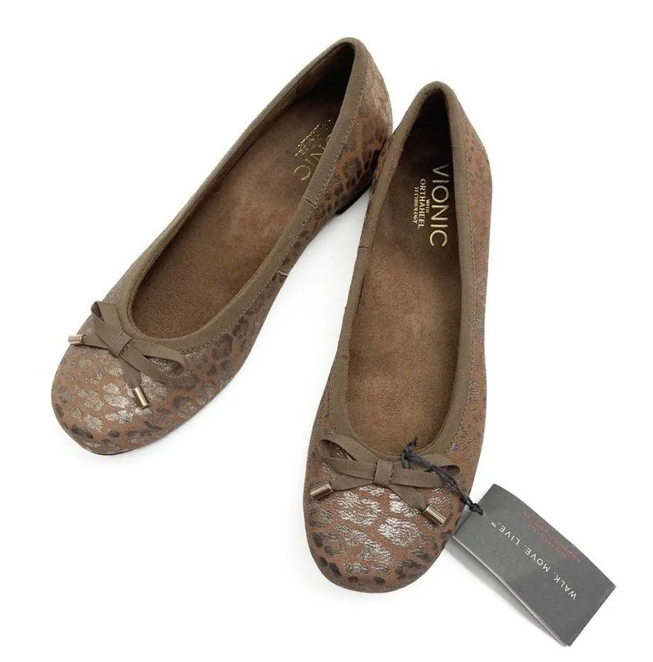 Vionic Olivia Orthopedic Ballet Flats Metallic Bronze Printed Leopard NWT 6.5 - Image 44