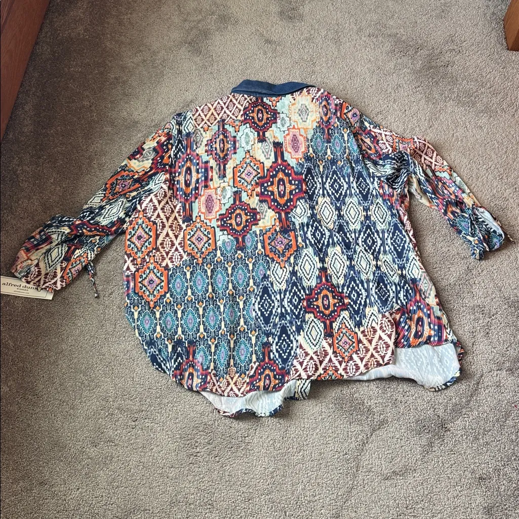 Alfred Dunner Autumn Weekend Abstract Multicolor Button Down Blouse SIZE 2X - Image 7