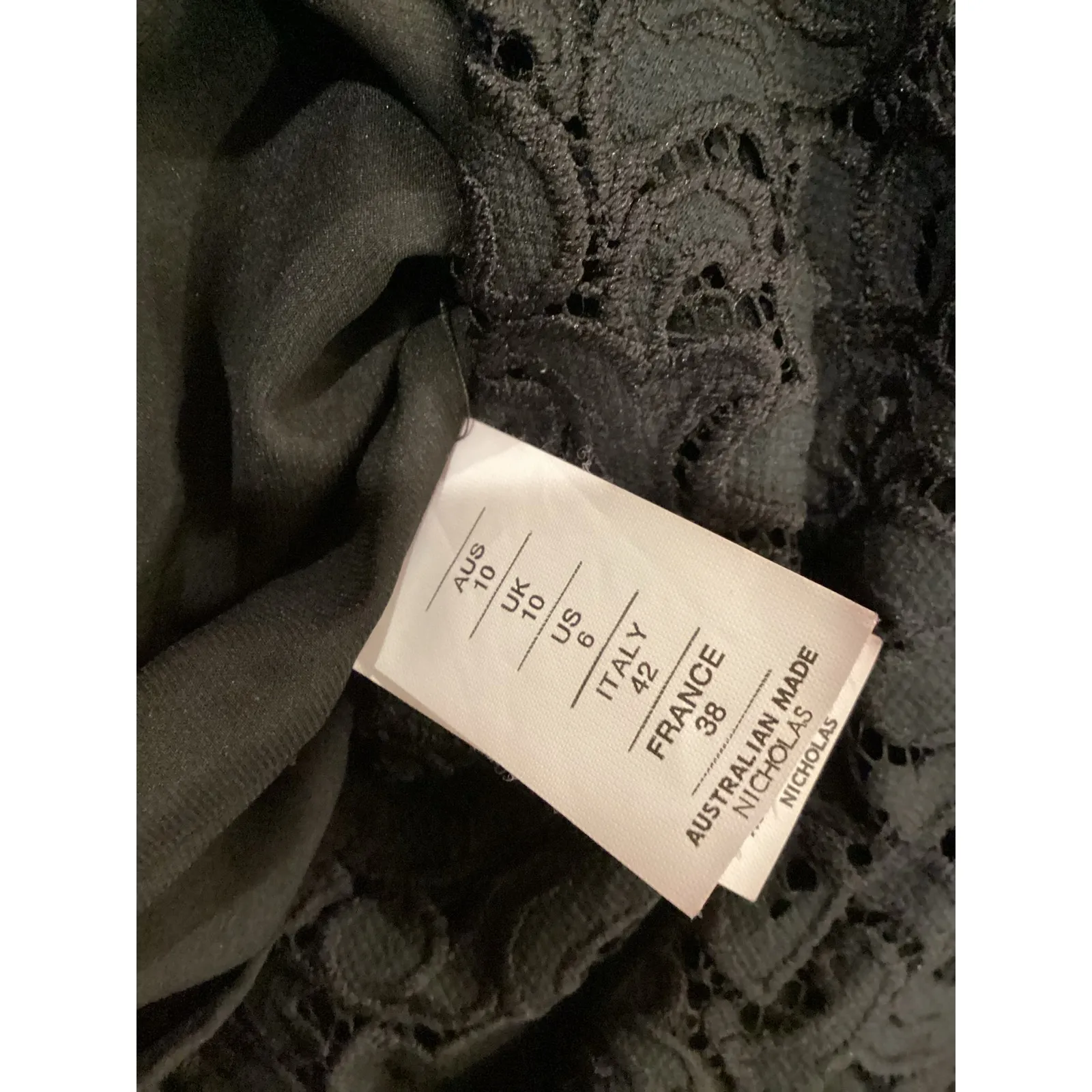 NICHOLAS Paisley Lace Bra strppy black fitted midi Dress size 6 - Image 9