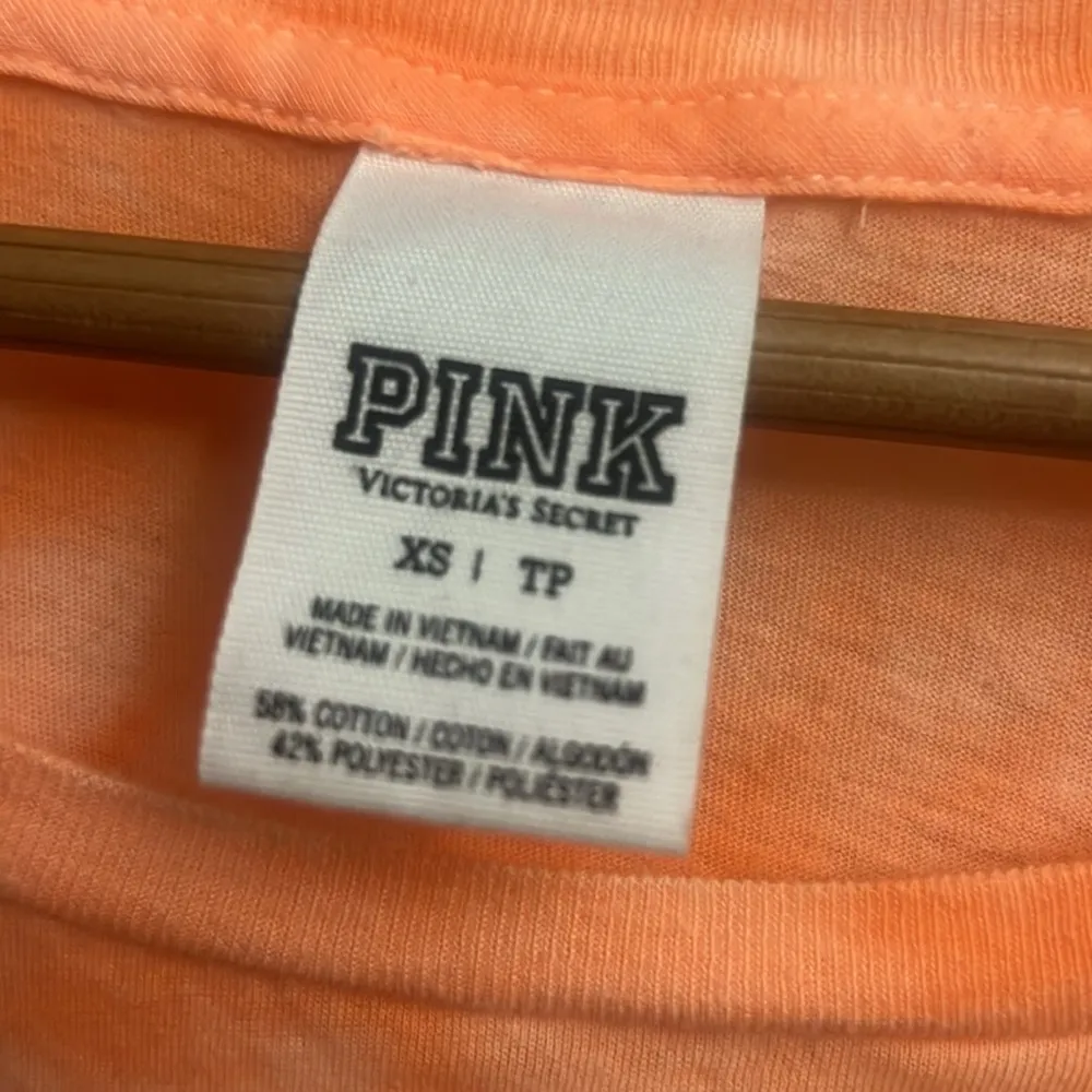 PINK 3/4 Length T-Shirt Orange Tie Dye XS Oversize fit - Image 4