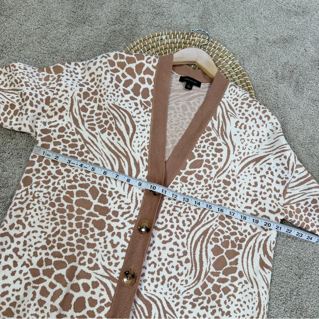 Ann Taylor Women’s Mixed Animal Print Boyfriend Cardigan Sweater Longsleeve L - Image 13