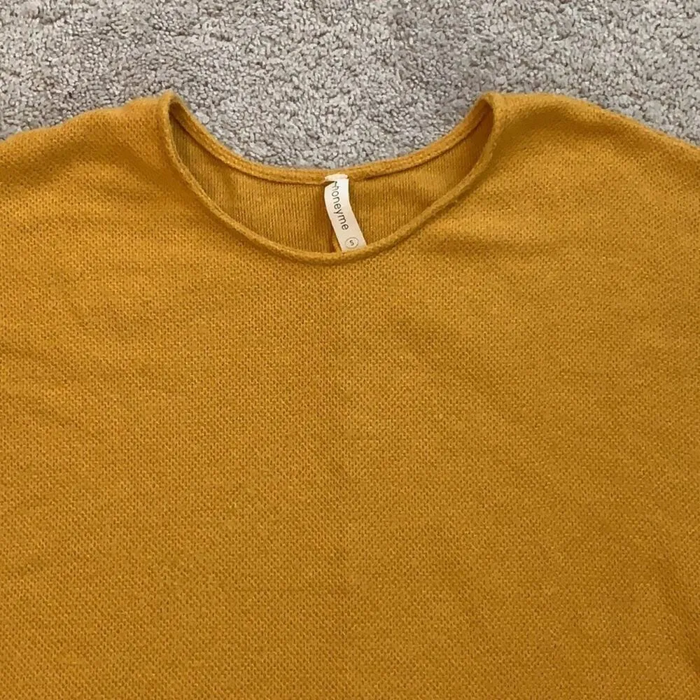 Honeyme Oversized Yellow Mustard Knit Sweater Sz S - Image 3