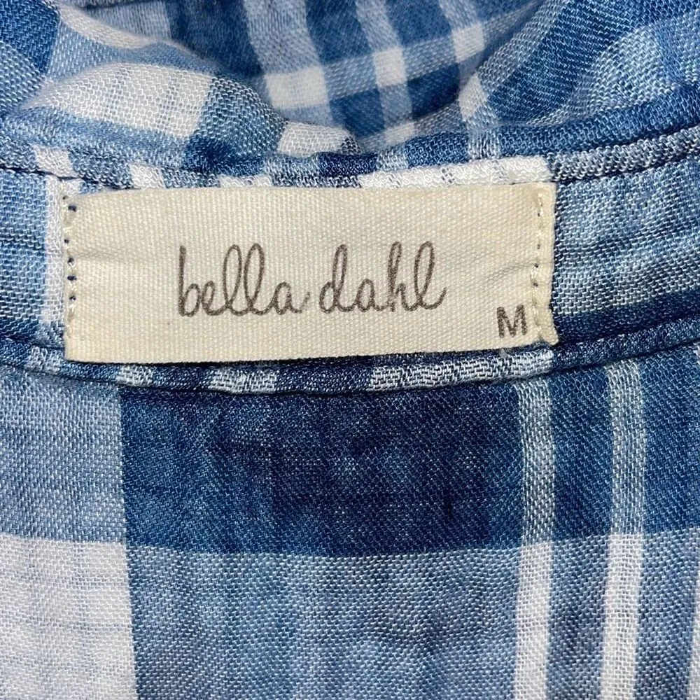 Bella Dahl Rayon Tencel Plaid Button Down One Pocket Top Blue Size Medium - Image 5