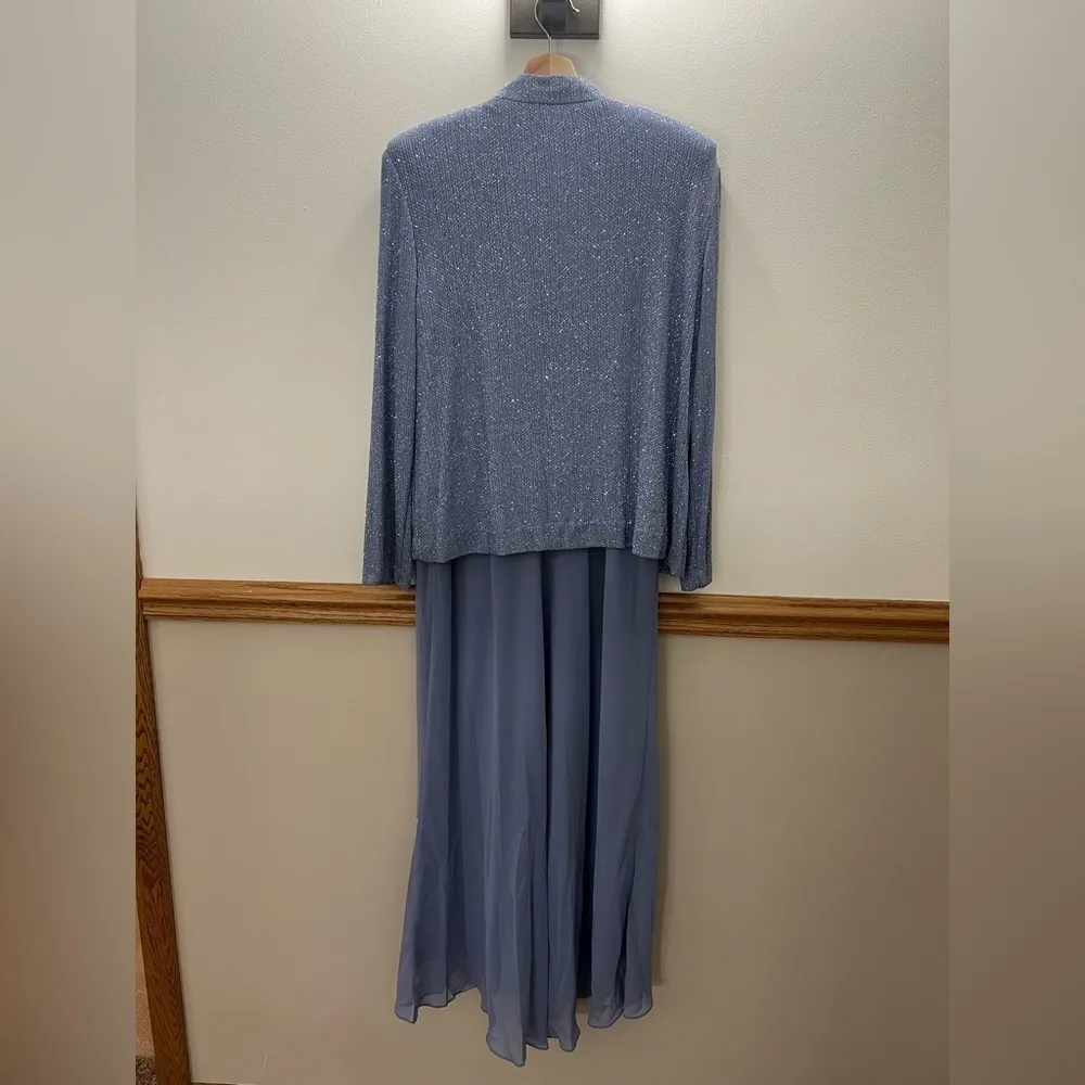 Vintage SET 90s Alex Evenings Lavender Glitter Dress / Overcoat Size 12 - Image 4