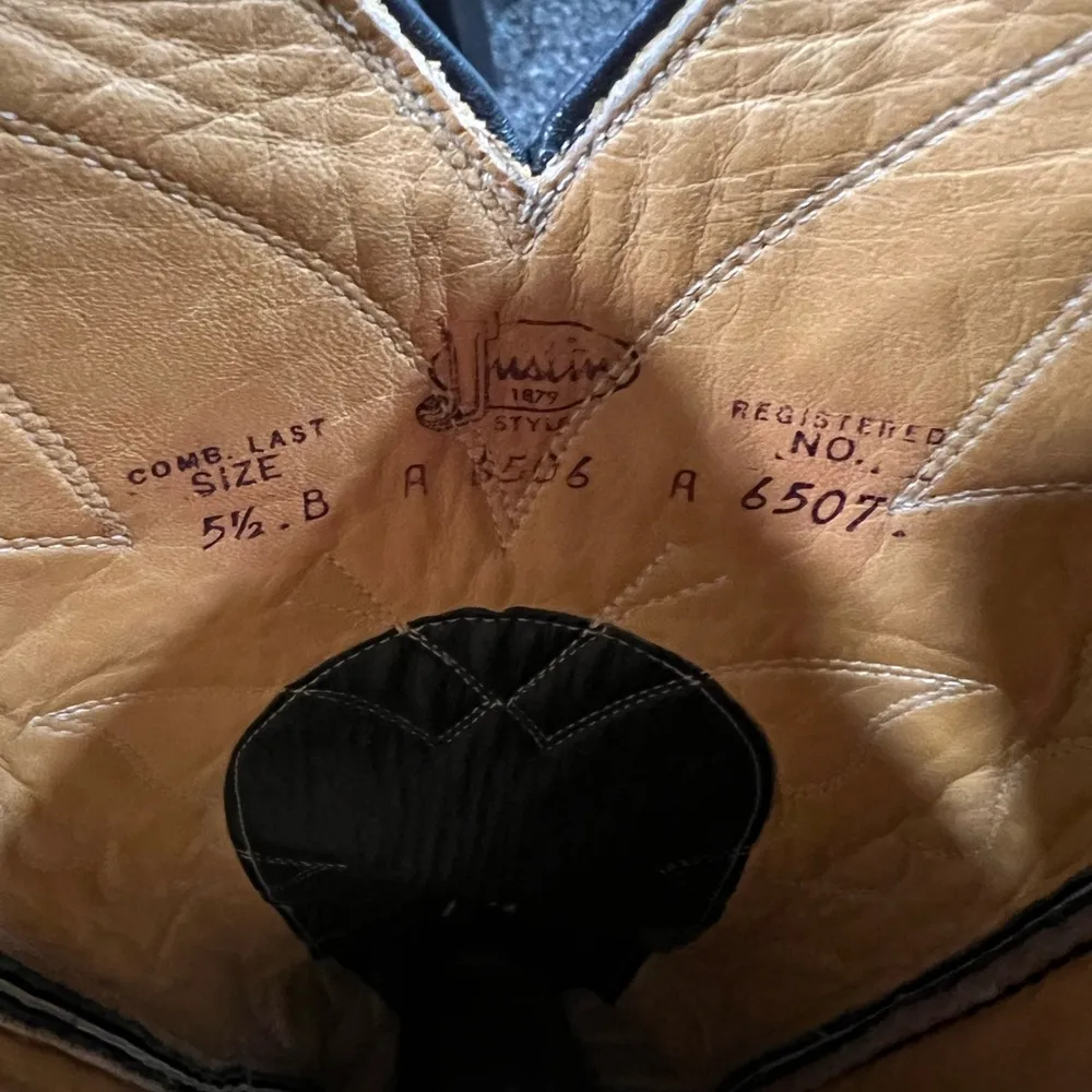 Justin Vintage Butterfly Inlay Blue Western Cowboy Cowgirl Boots 6506 size 5.5 B - Image 10