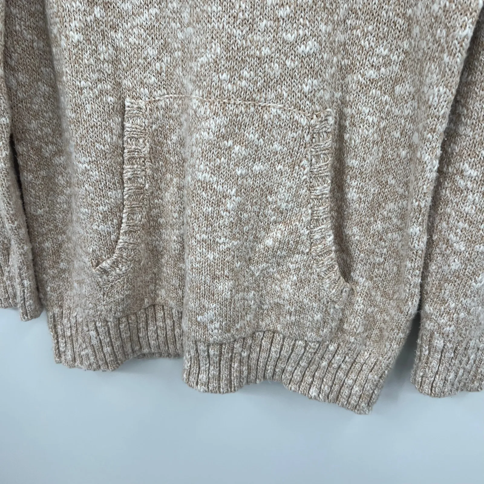 VINTAGE LL Bean 100% cotton funnel neck pullover sweater cream tan size medium - Image 4