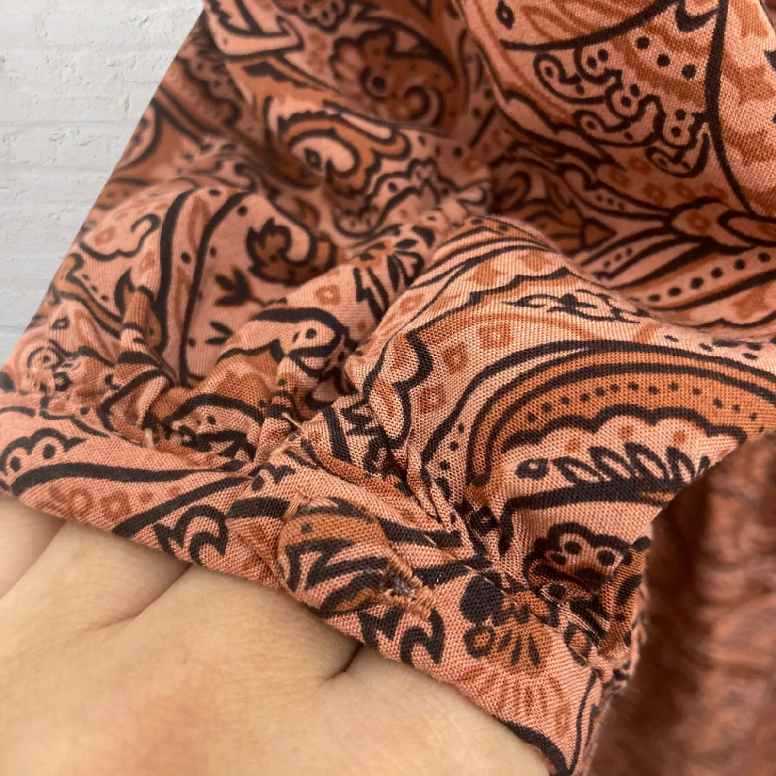 Lucky Brand Rust Orange Paisley Babydoll Dress M Boho Flowy Tiered - Image 10