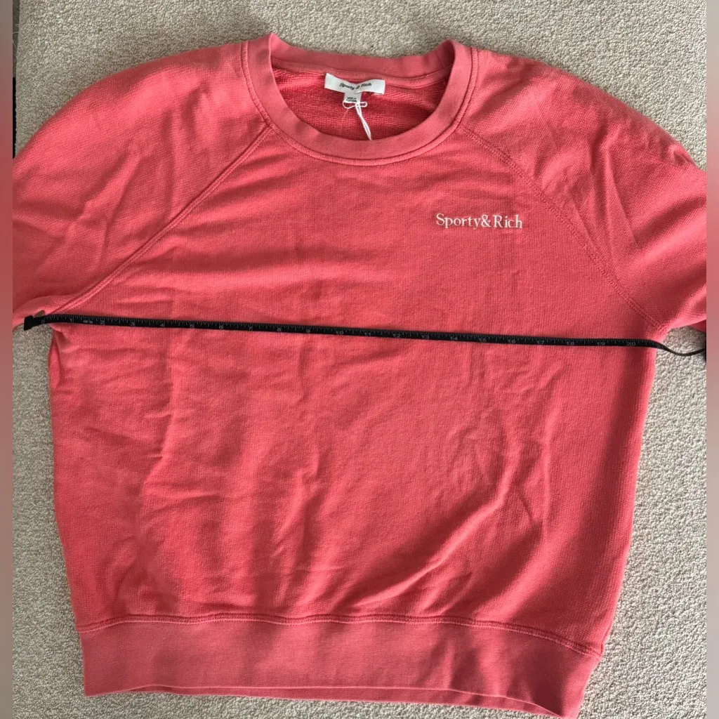 NWT Sporty & Rich Serif Logo Soft Crewneck Sweatshirt | Women’s Casual Pullover Pink Size M - Image 8
