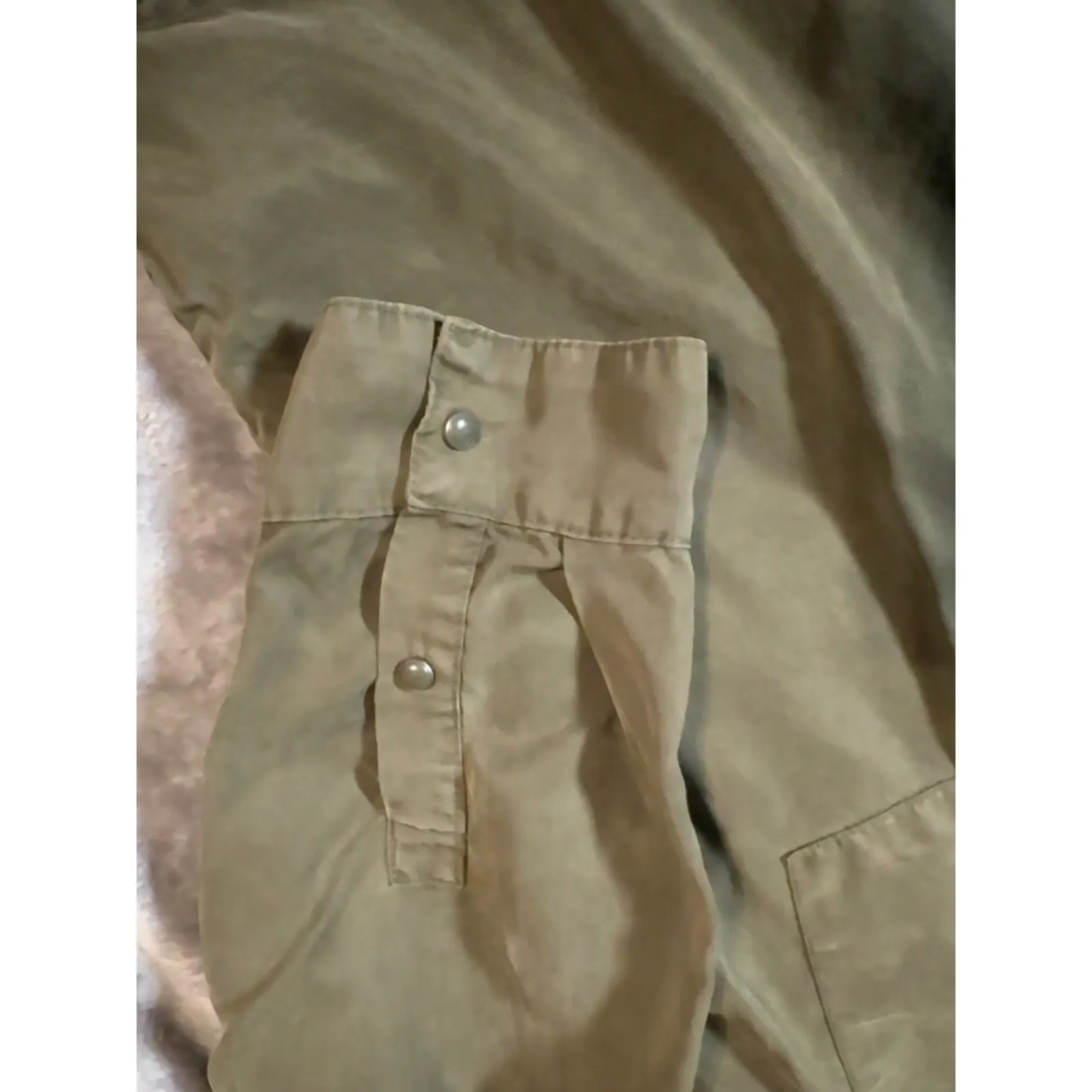 Zara x Trafaluc Size Small‎ Olive Green Lightweight Overshirt Long Sleeve Snap - Image 3