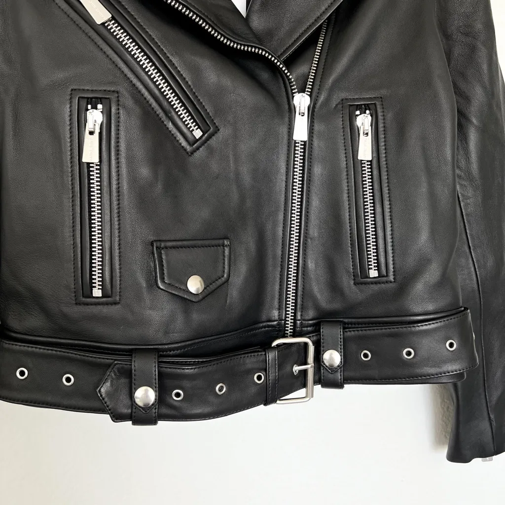 NWT Anine Bing Benjamin Leather Moto Jacket in Black Sz XS - Image 6