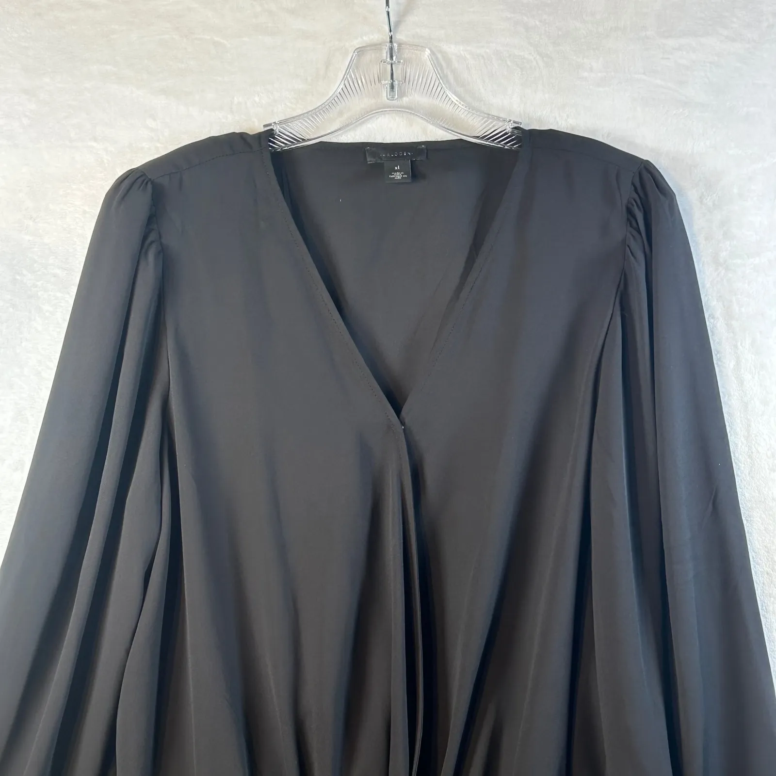 Halogen Womens Black Long Sleeve V Neck Smocked Waist Blouse Top Plus Size XL - Image 5