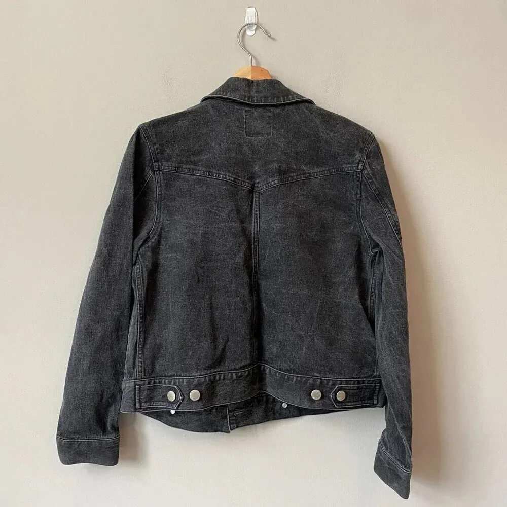 Isaac Mizrahi for Target Women's Medium Double Breasted Black Denim Jean Jacket - Image 2