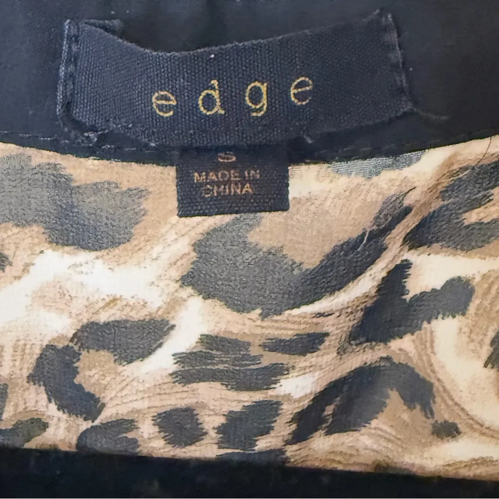 Edge Small Sheer Black Leopard Print Button Down Blouse Long Sleeve Women’s Top - Image 5