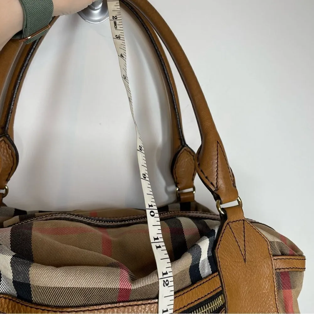 Burberry Nova Check Baby Bag Oversized Travel Duffle Purse Canvas Leather - Image 16