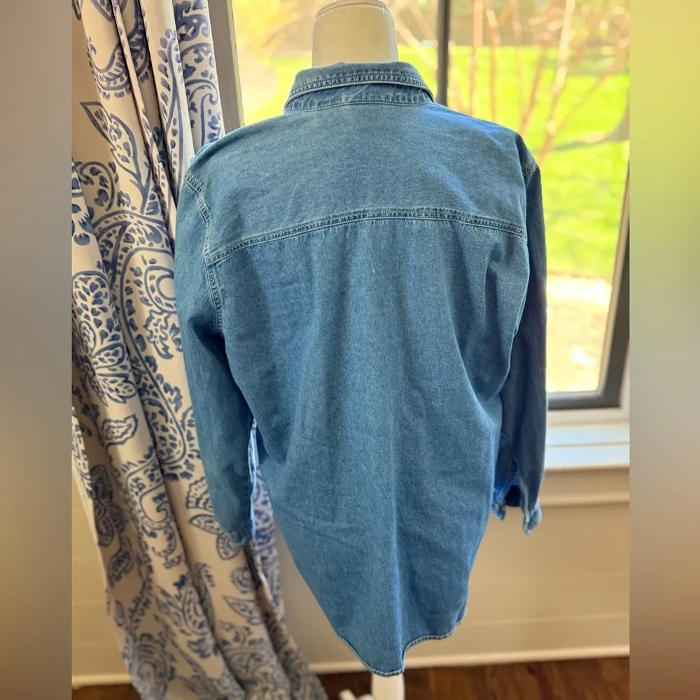 Bobby Brooks Denim Shirt Holiday Bear Penguin Long Sleeve Cotton Size 12 Blue - Image 9