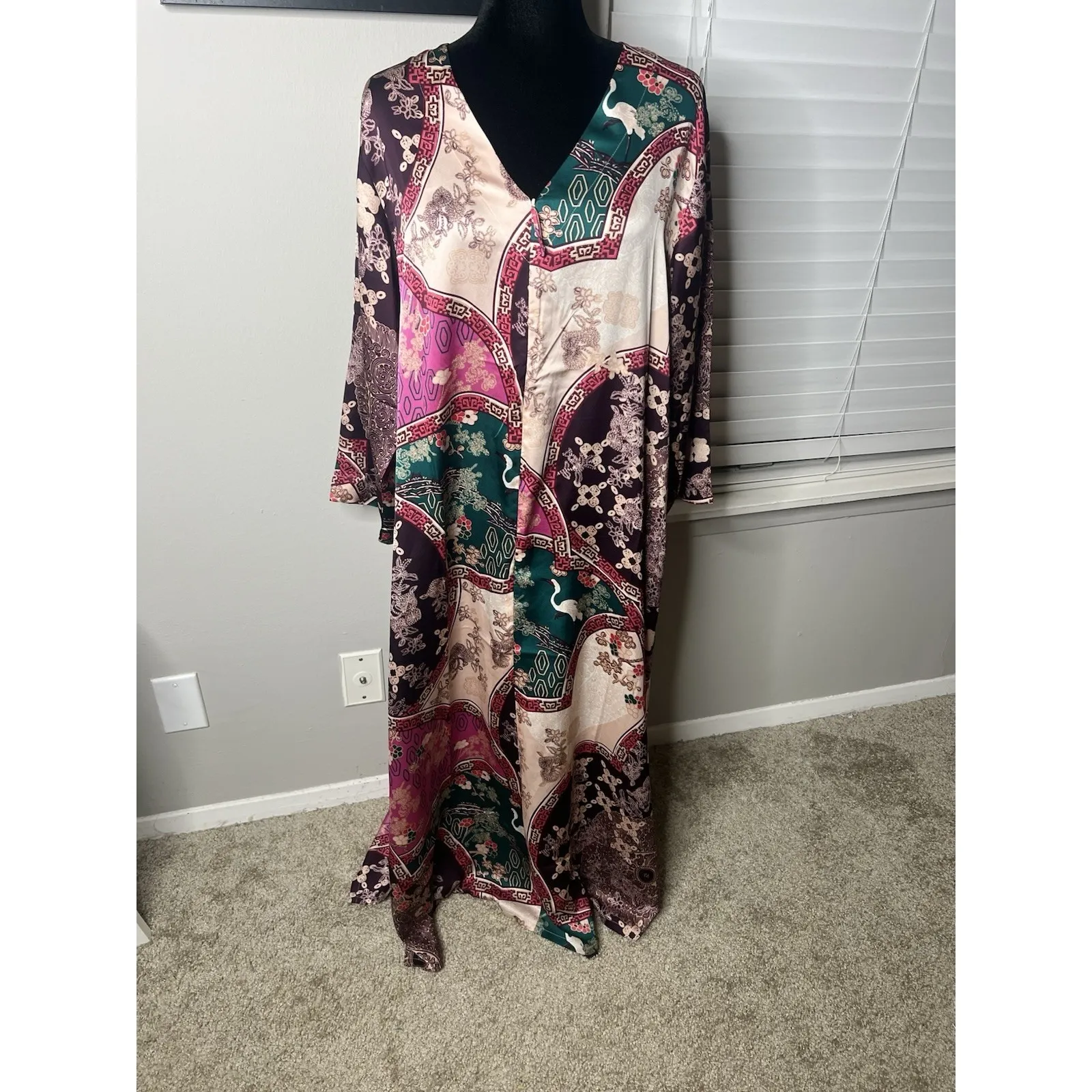 Natori Caftan Zip Front Maxi Dress Lounge Large NWOT - Image 12