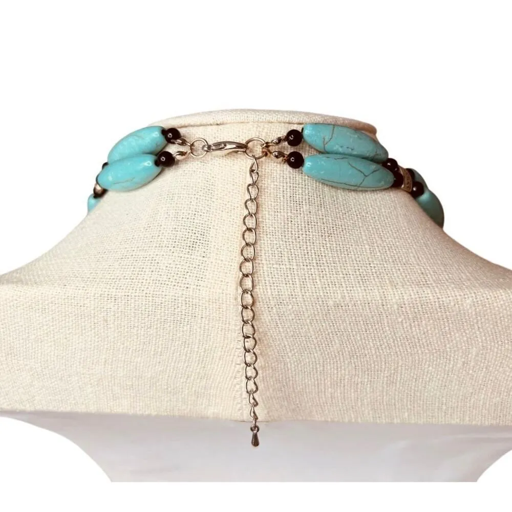 Apache Style Imitation Turquoise Pendant Necklace Matching Earrings‎ Blue - Image 8