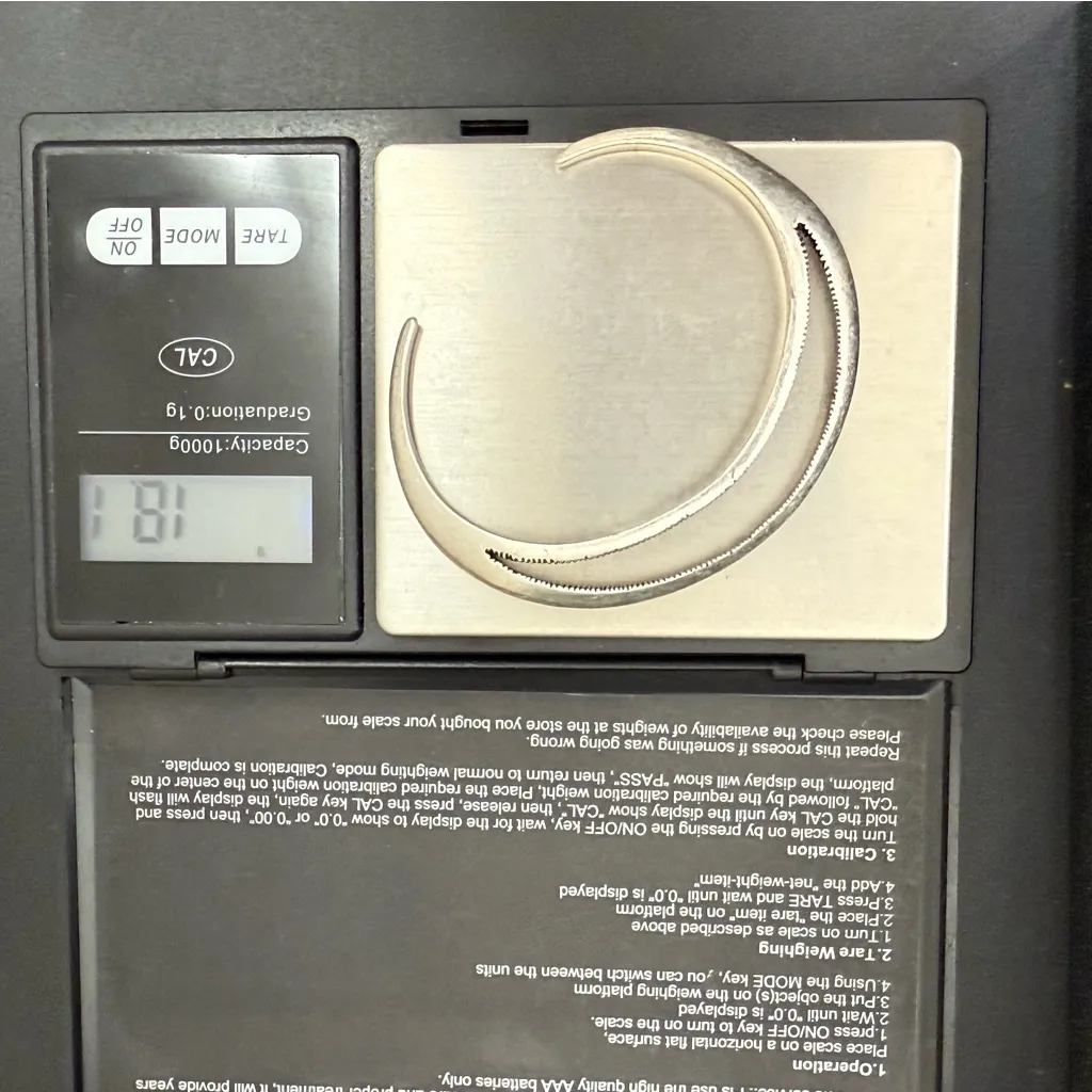 JENNY BIRD Silver-tone Textured Lines Open Design Cuff Bracelet 18.1g. - Image 8