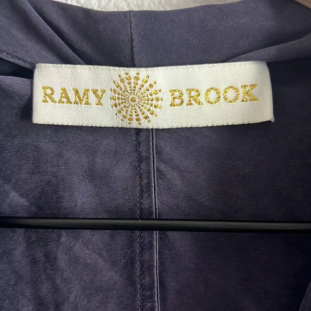 Ramy Brook 100% Silk Purple V Neck Blouse Medium - Image 5