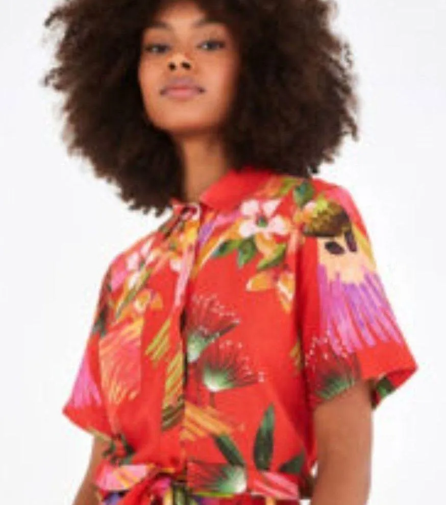 💕FARM RIO💕 Red Macaw Romper Small - Image 3