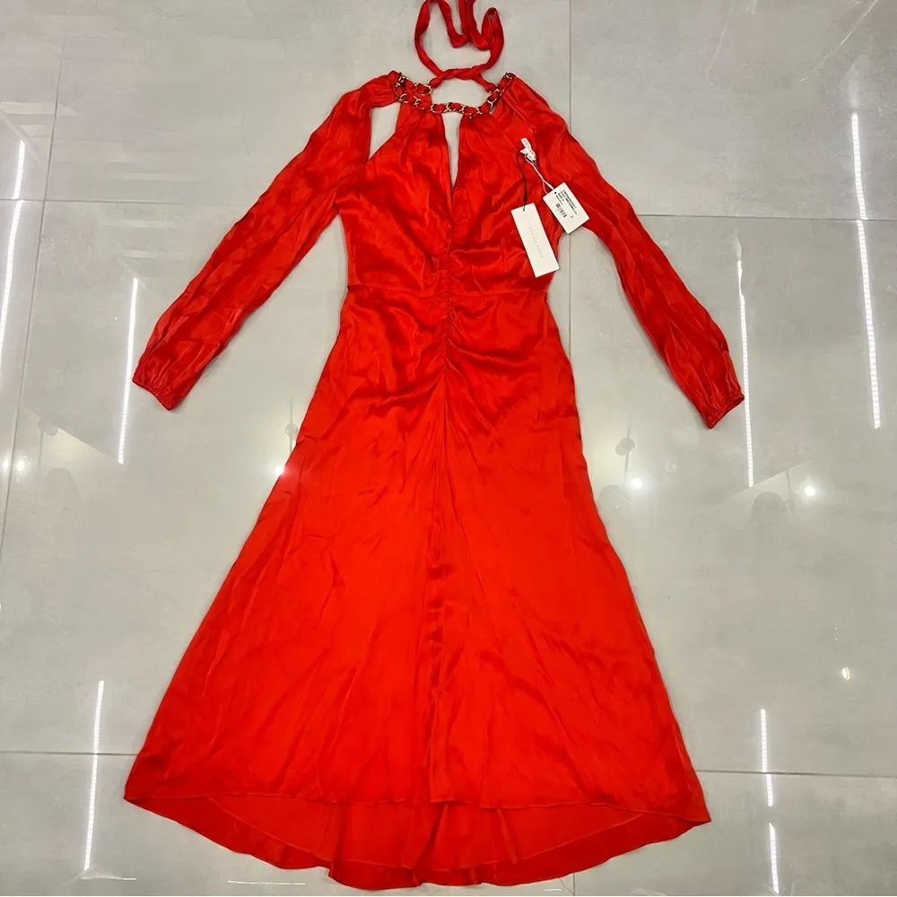 Veronica Beard NWT Fayla Chain Link Cutout Long Sleeve Midi Dress - Image 3