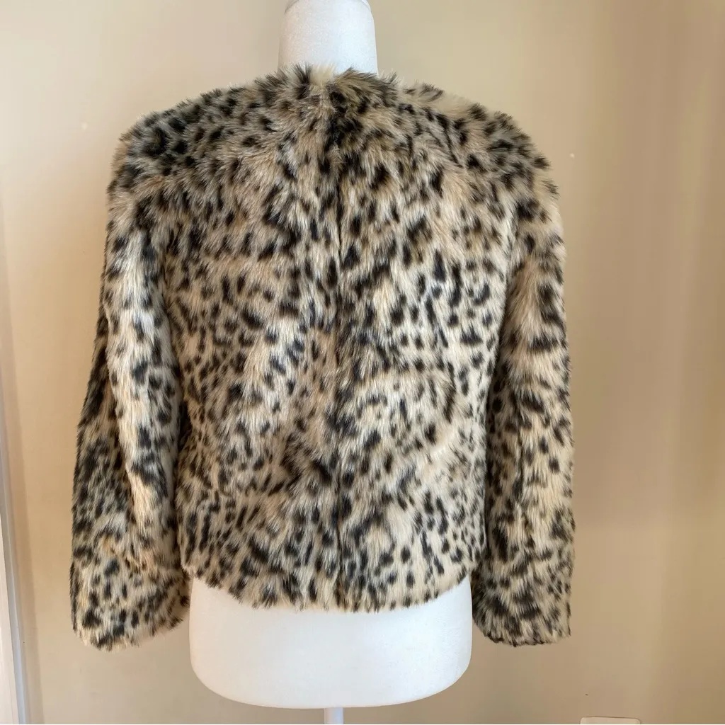 J. Crew Faux Fur Snow Leopard Cropped Jacket - Image 3