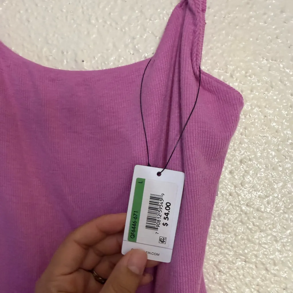 Calvin Klein Women's Pure Ribbed Bodysuit Lilac Rain size L NWT - Image 5