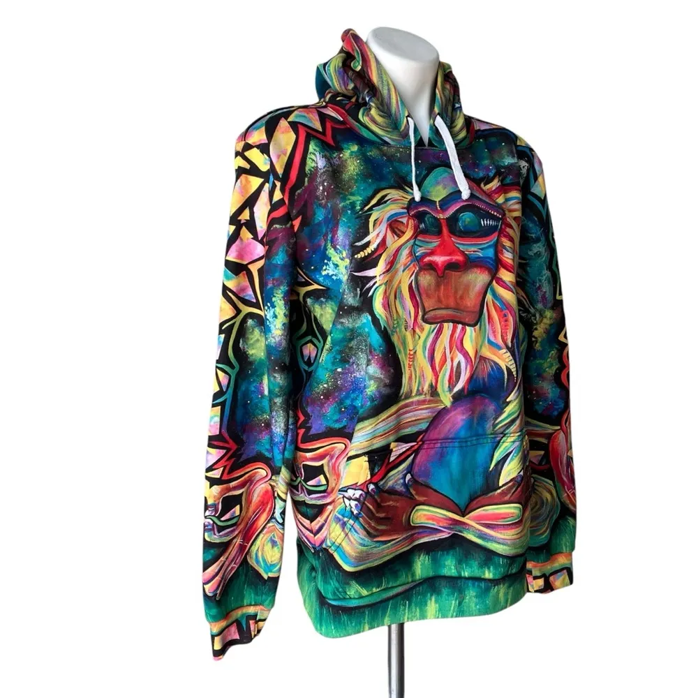 Electro Threadz Meditating Rafiki Unisex Hoodie, Sz L Size L - Image 4