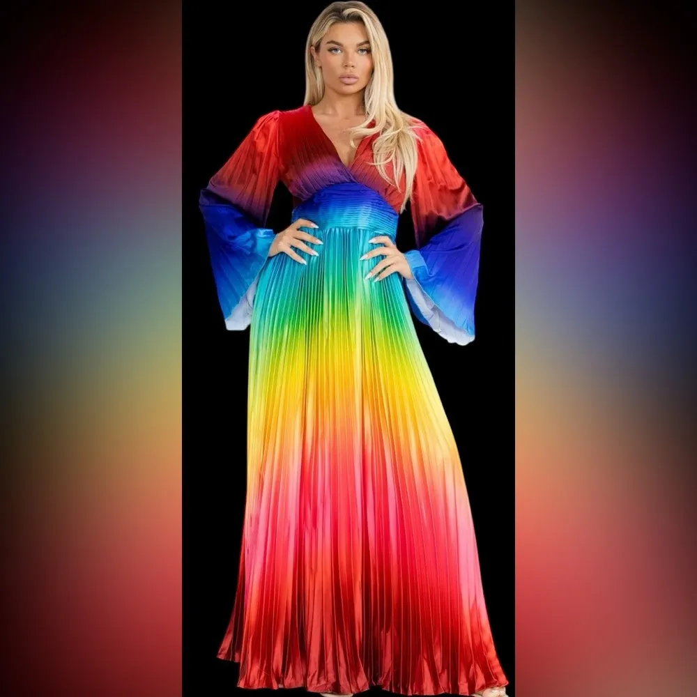 L’ATISTE Elegant Multicolor Gradient Maxi Dress - Image 2