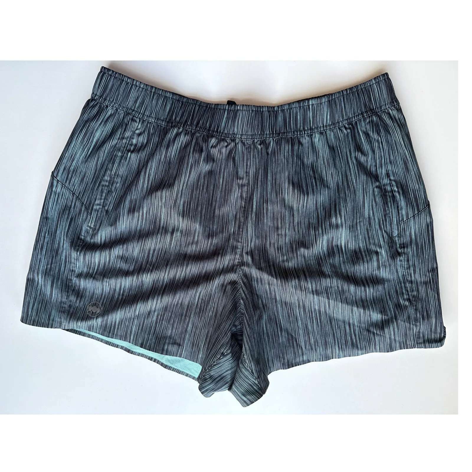 Janji Black Teal Transit Tech Running Shorts Women’s Size Medium Athletic - Image 2