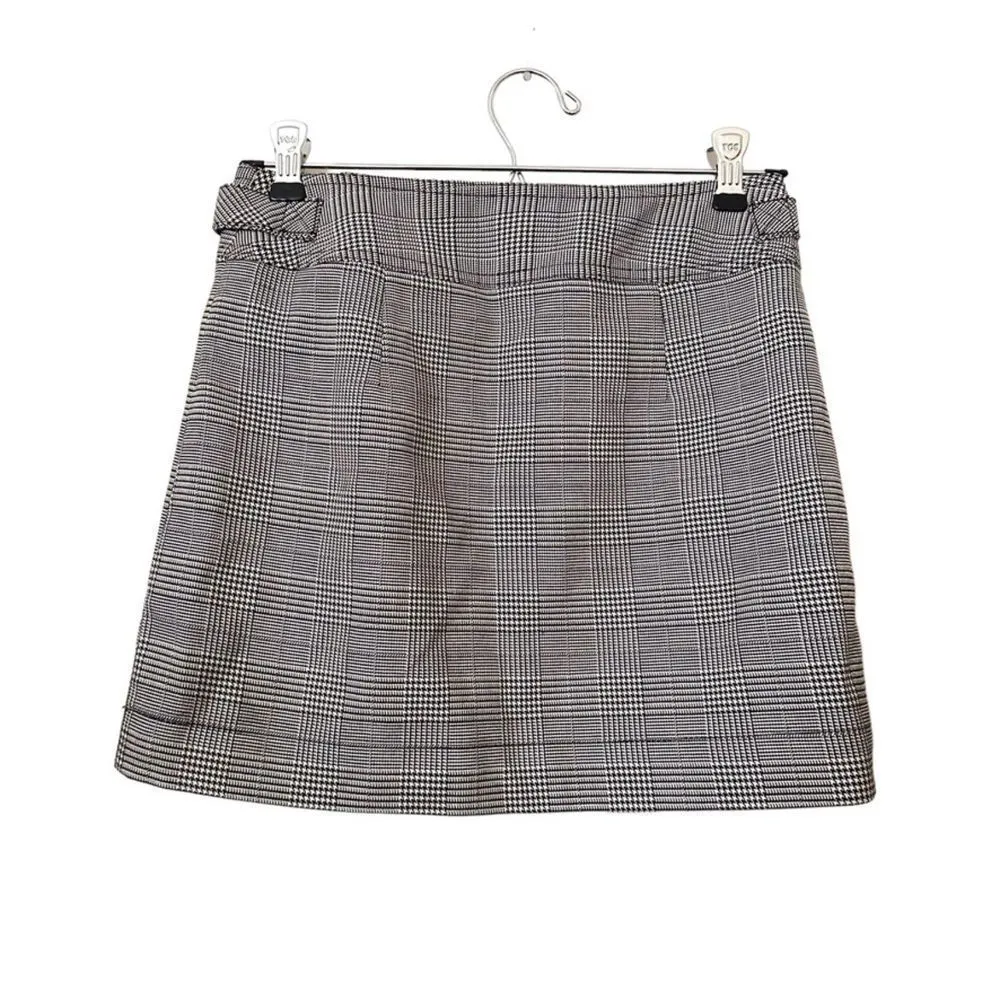 TOPSHOP Houndstooth Zippered‎ Mini Skirt Sz 4 - Image 3