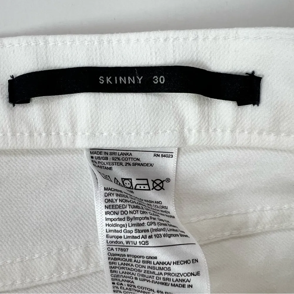 Banana Republic Premium Denim White Skinny Jeans Size 30 Ankle - Image 7