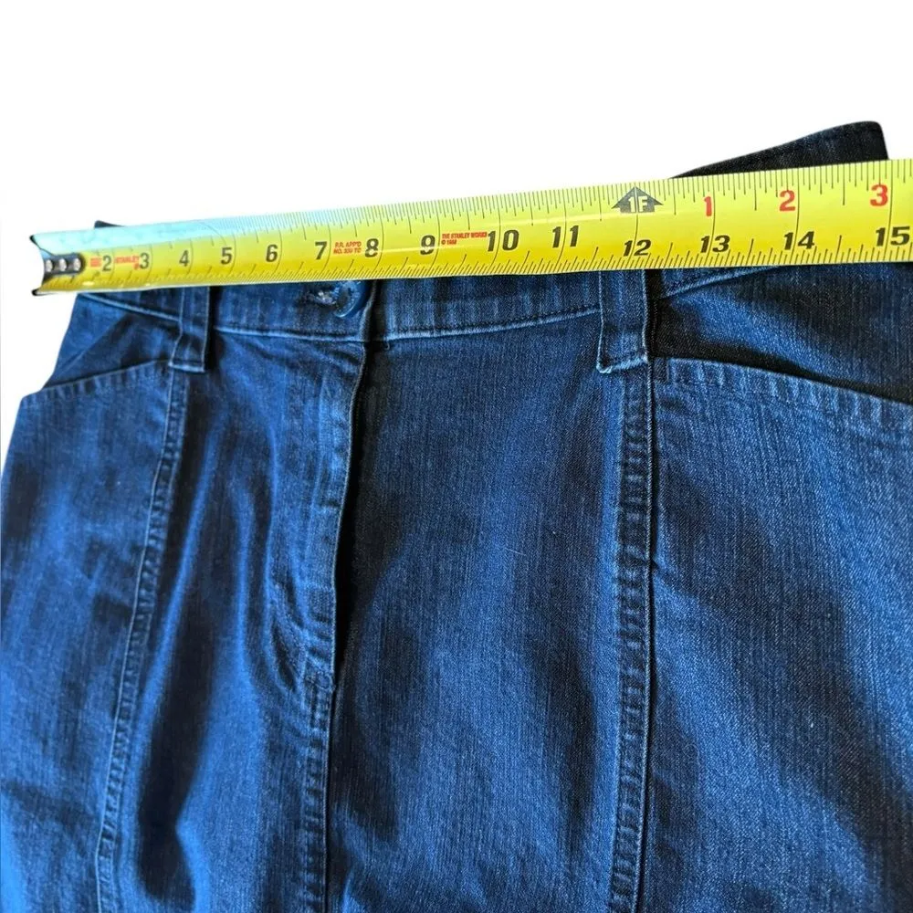 LL Bean Classic Fit Dark Wash Denim Jean Skirt Womens Size 10 Petite Blue - Image 8