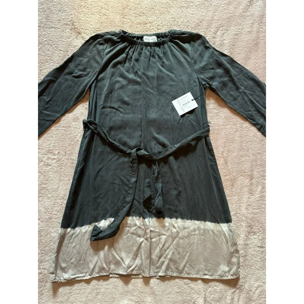 Bella Dahl Bishop Sleeve Ruffle Hem Dress in‎ Black Concrete Stripe Dye Sz S NWT - Image 3