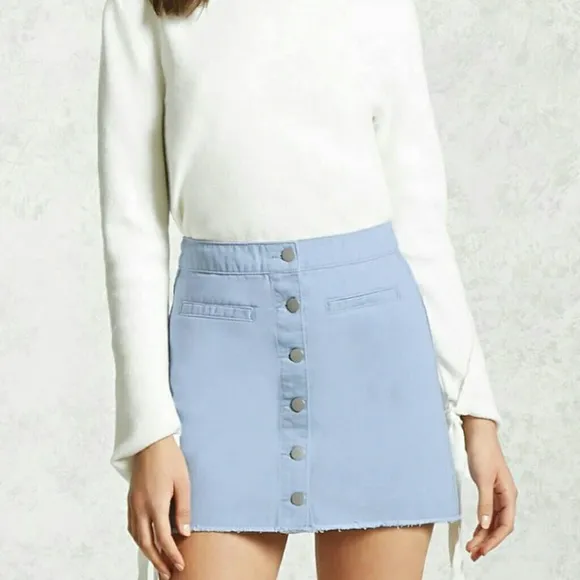 NWT Frayed Button Down Mini Skirt - Image 1