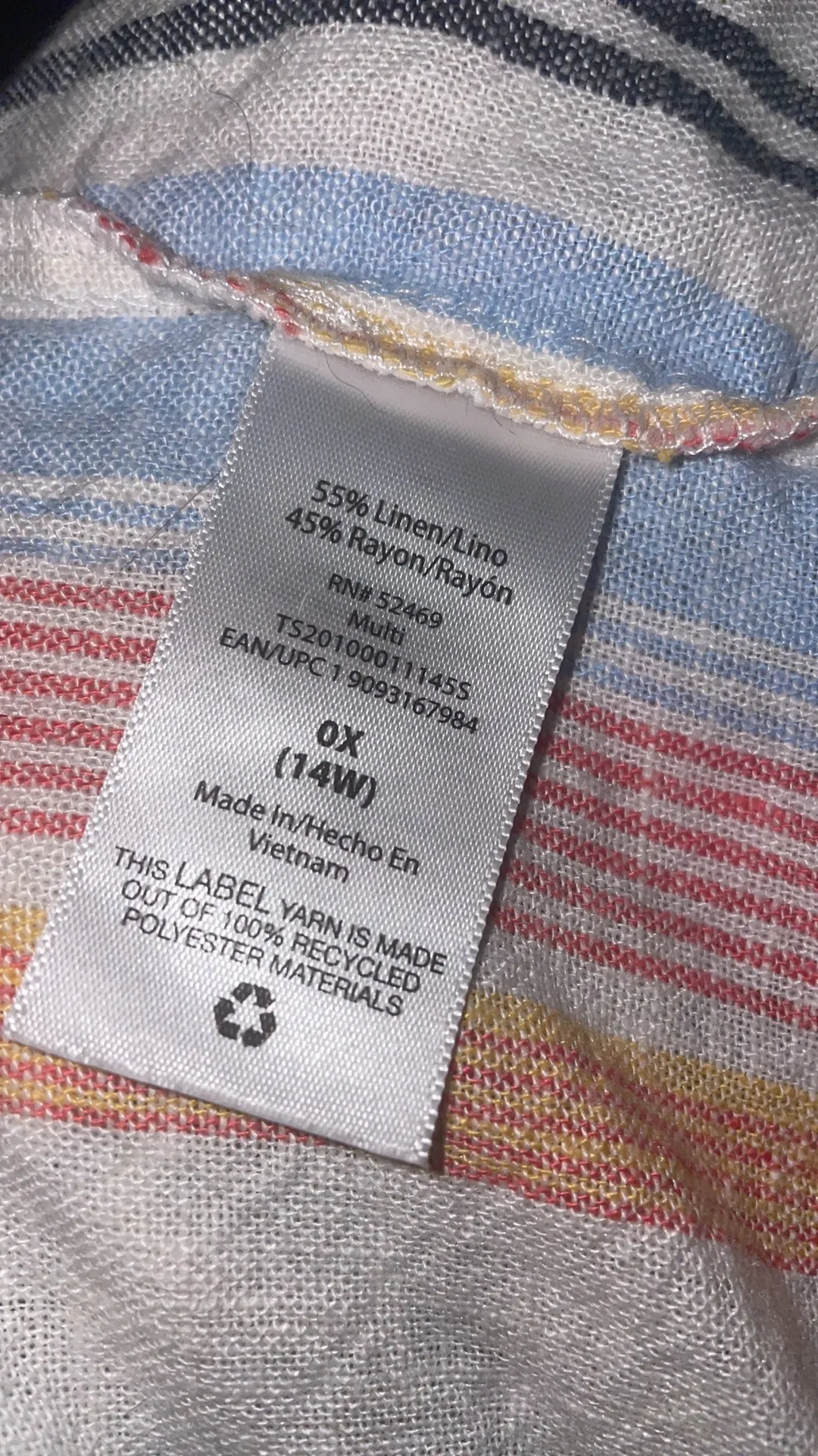 Terra & Sky Linen Blend Striped Buttoned Tank - Image 9