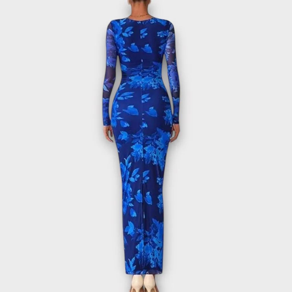 ZESICA Blue Floral Bodycon Dress Size L Size L - Image 4