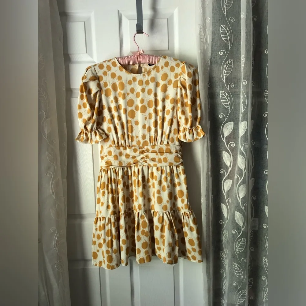 INA polka dot  ruffles trim mini dress, size small - Image 2