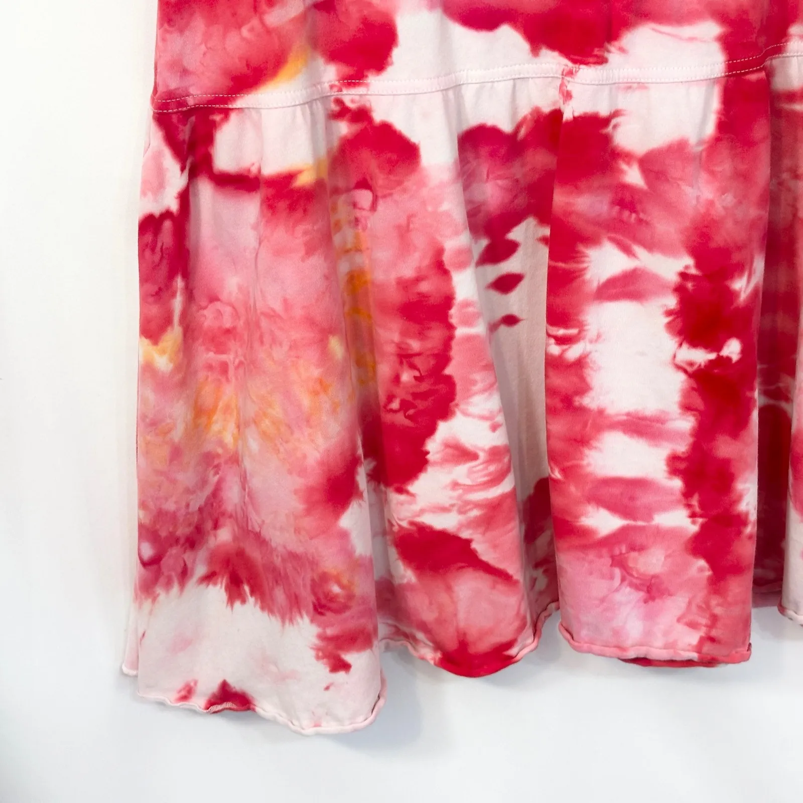 Ann Taylor LOFT Large Skirt Handmade Tie Dye Pink A Line Trumpet Preppy Boho 516 - Image 5