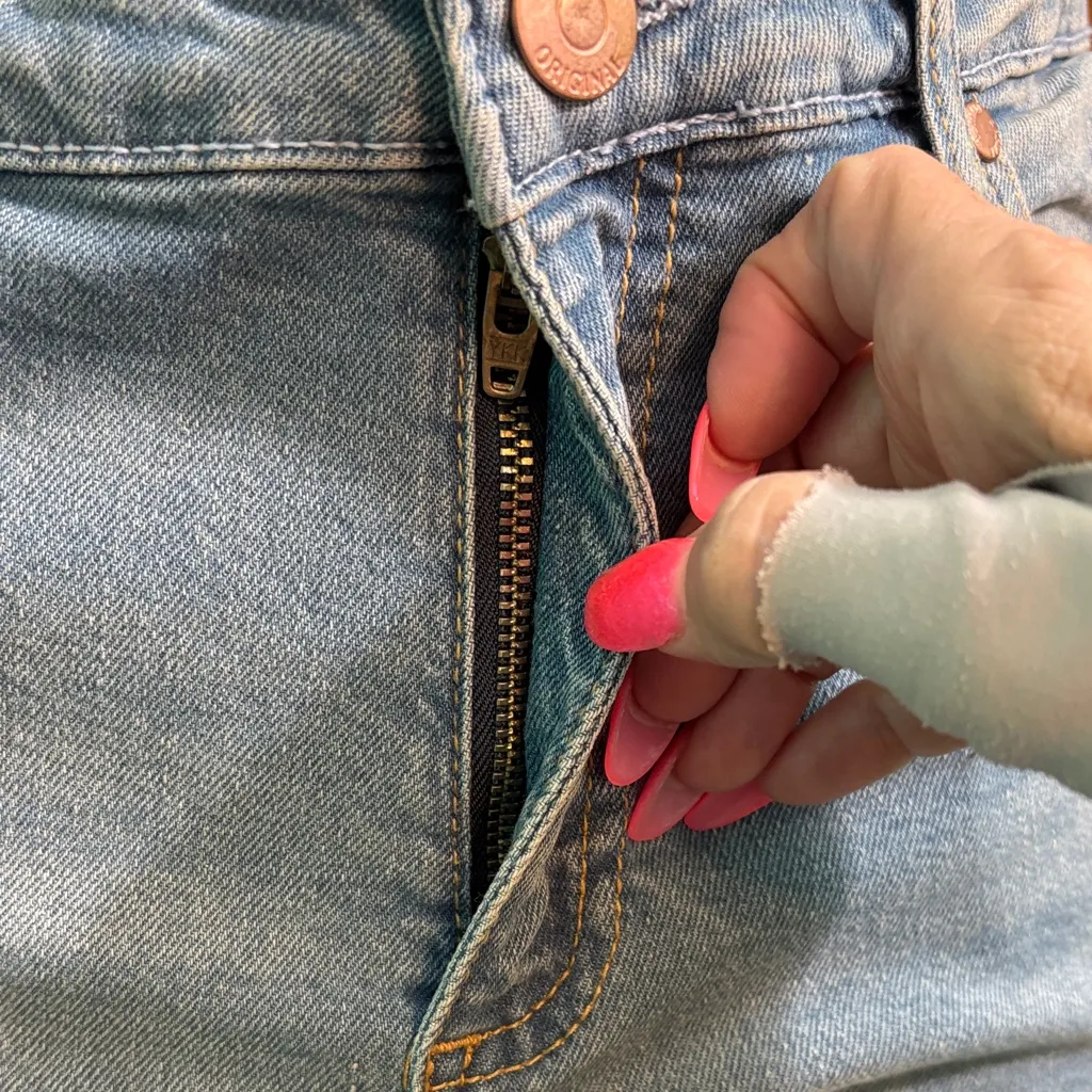 Serra Light Blue  slit Flare bottom Jeans - Image 4