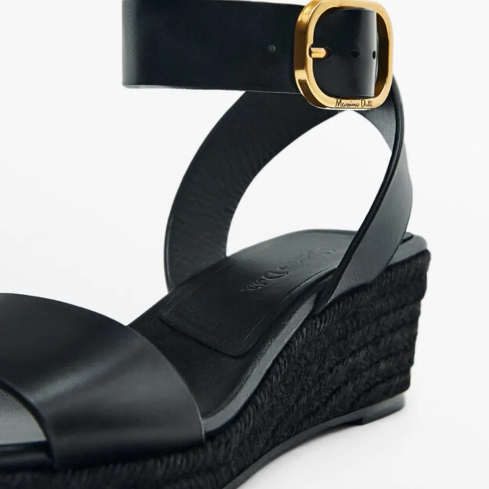 Massimo Dutti Jute Wedges NWT Elegant Black Wedge Sandals - Image 3