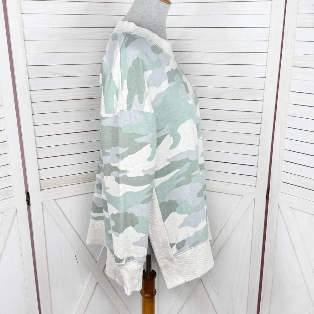 Aerie  Good Vibes Dessert Sage Camo Oversized Split Side Sweatshirt Small - Image 5