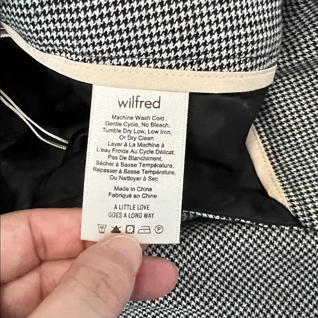 Aritzia Wilfred Houndstooth Midi Belted Skirt Black/White Size 4 - Image 6