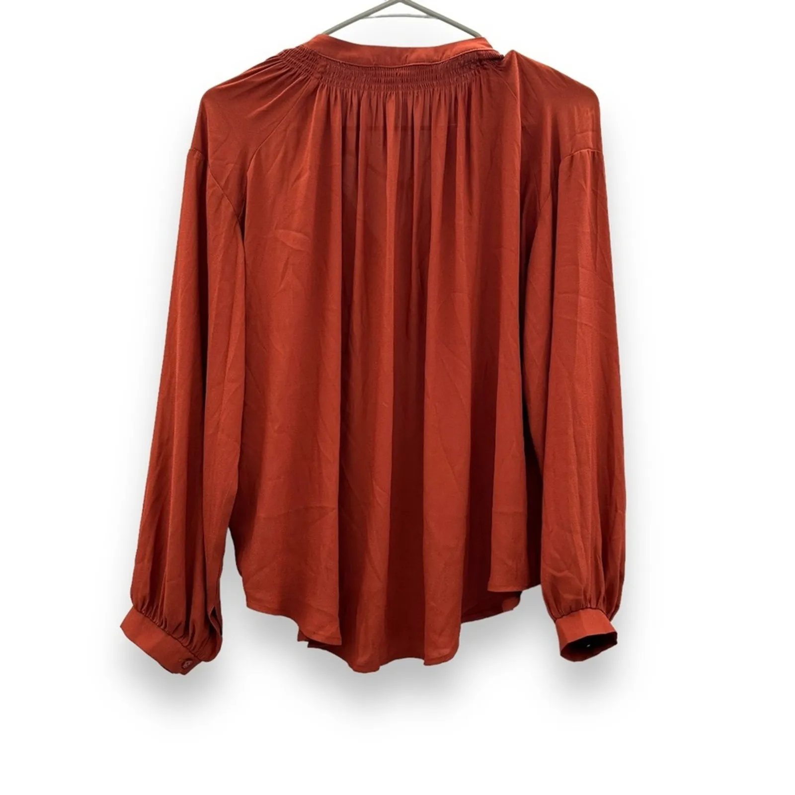 Astr The Label Rust Red Orange Long Sleeve V Neck Tie‎ Blouse Sz S NEW - Image 4