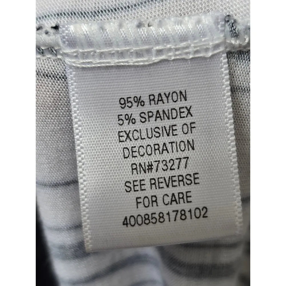 Candie's Blouse Top Women M White Black Striped Rayon Stretch V Neck Sleeveless - Image 6