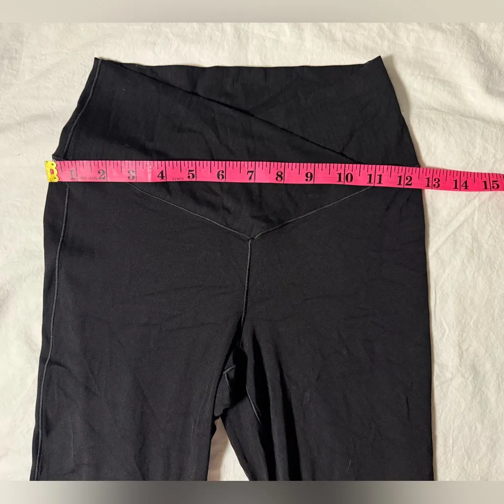 OFFLINE By Aerie Real Me High Waisted Crossover Rib Super Flare Black Leggings M Size M - Image 13