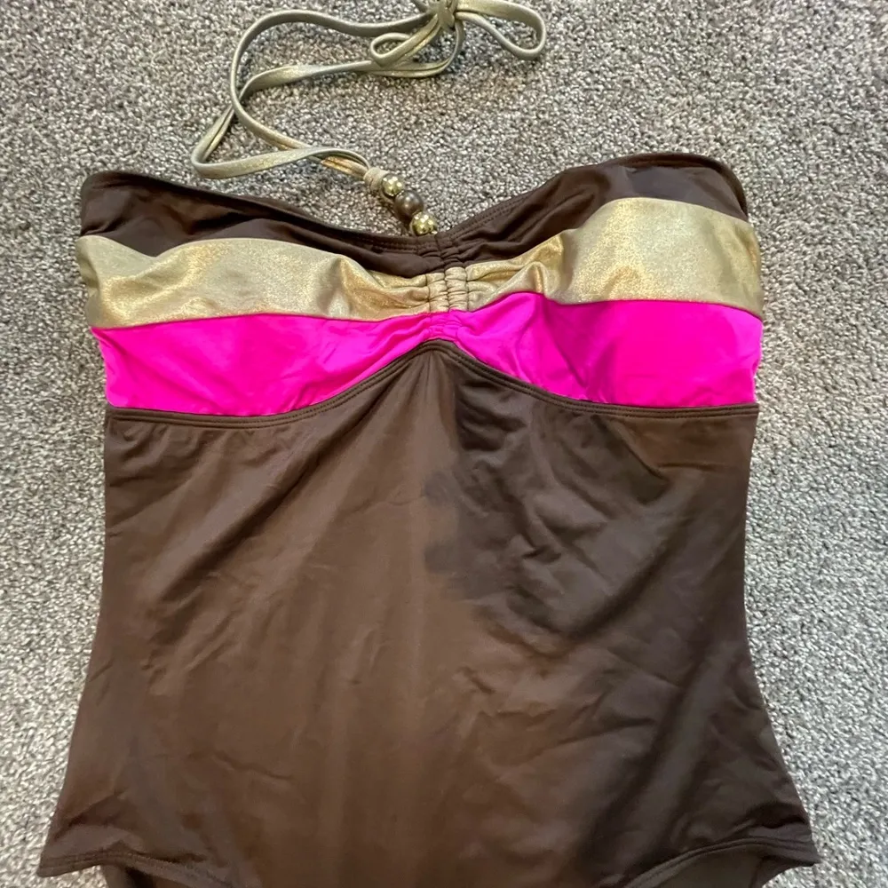 Old Navy Swimsuit Womens Large Solid Pink Padded One Piece Backless Bathing Suit - Image 2