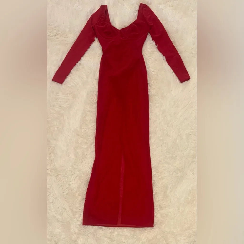 NEW House Of CB Everly Corset Long Sleeve Hauted Red Gown Sz S D-E - Image 4